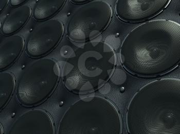 Wall of Sounds: black speakers over leather pattern (large resolution)
