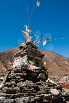 Buddhist stupe or chorten in Himalayas. Religion in Nepal