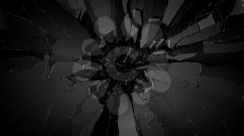 Shattered glass: sharp Pieces over black background