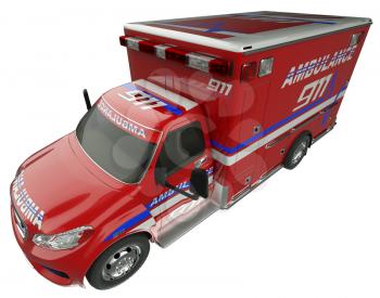 Ambulance: Top Side view of emergency services vehicle isolated. Custom made and rendered
