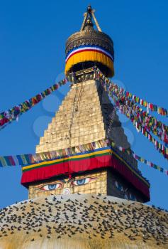 Buddhist Boudhanath stupa in Kathmandu. buddhism in Nepal 