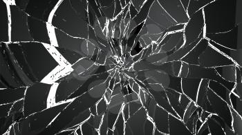 Shattered small and large pieces glass on white. Large resolution