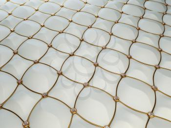 Luxury grey leather background with diamonds and golden wire. High resolution
