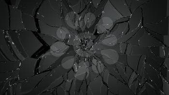 Pieces of splitted or shattered glass on black. Large resolution