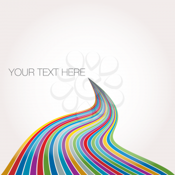 Royalty Free Clipart Image of a Wavy Coloured Band of Stripes With Space for Text