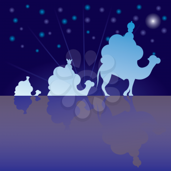 Royalty Free Clipart Image of The Three Wise Men on Camels