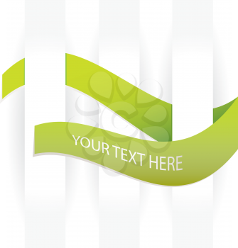 Royalty Free Clipart Image of a Green Band Woven Through White Bands
