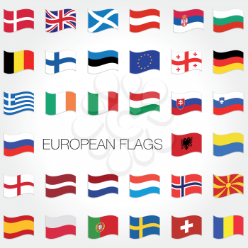 Royalty Free Clipart Image of Some European Flags