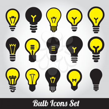 Royalty Free Clipart Image of a Set of Light Bulbe Icons