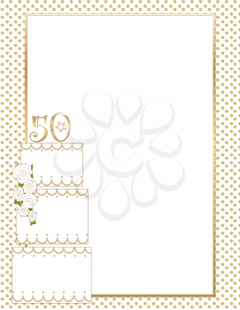 Royalty Free Clipart Image of a Border With a 50th Anniversary Cake