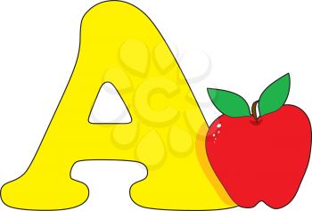 Royalty Free Clipart Image of an Apple Beside an A