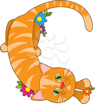 Royalty Free Clipart Image of a Cat Lying Down in the Shape of a C