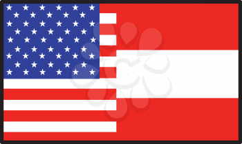 Royalty Free Clipart Image of a Half American, Half Austrian Flag