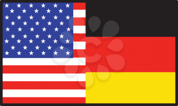Royalty Free Clipart Image of a Half American, Half German Flag