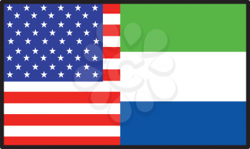 Royalty Free Clipart Image of a Half American, Half Sierra Leone Flag