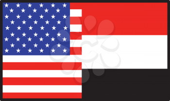 Royalty Free Clipart Image of a Half American, Half Yemen Flag