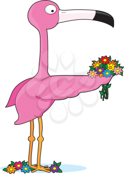 Royalty Free Clipart Image of a Flamingo in the Shape of an F