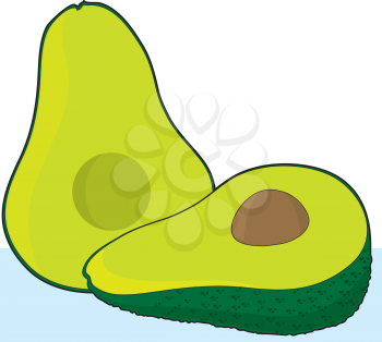 Royalty Free Clipart Image of an Avocado Cut in Half