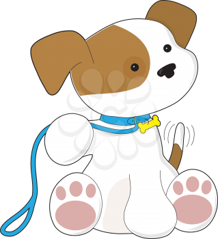 Royalty Free Clipart Image of a Dog on a Leash