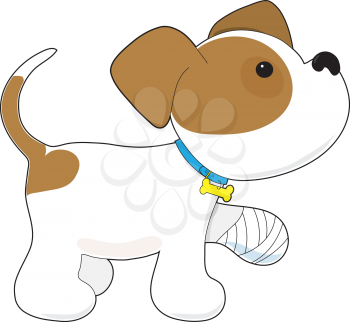 Royalty Free Clipart Image of a Dog With a Sore Leg