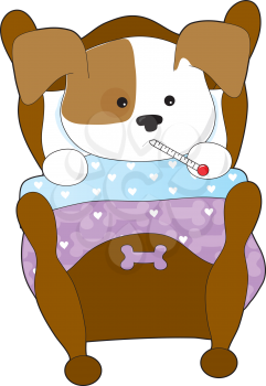 Royalty Free Clipart Image of a Sick Puppy