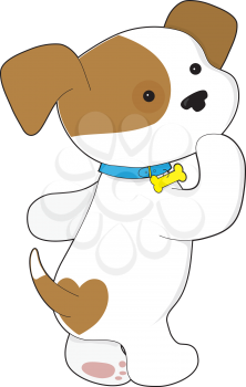 Royalty Free Clipart Image of a Puppy Standing on Its Back Legs