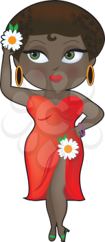 Royalty Free Clipart Image of a Woman in a Slit Dress