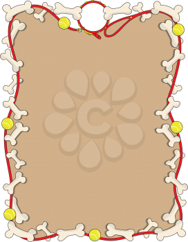 Royalty Free Clipart Image of a Ball and Dog Bone Border