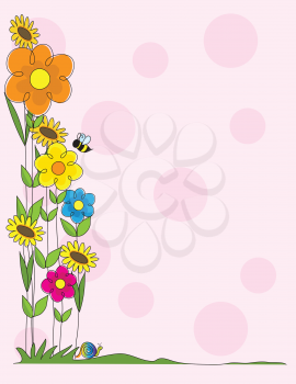 Royalty Free Clipart Image of a Polka Dot Border With a Floral Edge