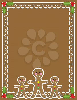 Royalty Free Clipart Image of a Gingerbread Frame With Holly