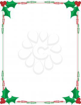 Royalty Free Clipart Image of a Border With Holly in the Corners