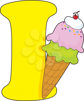 Royalty Free Clipart Image of an I for Ice Cream
