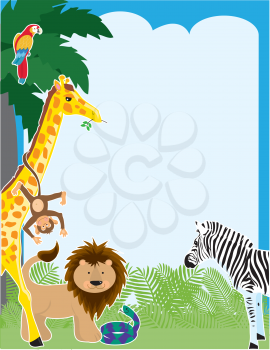 Royalty Free Clipart Image of a Jungle Border With Wild Animals