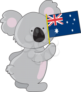 Royalty Free Clipart Image of a Koala With an Australian Flag