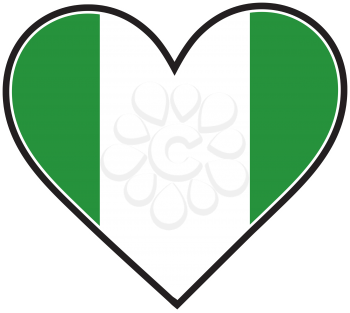 Royalty Free Clipart Image of a Heart With a Nigerian Flag