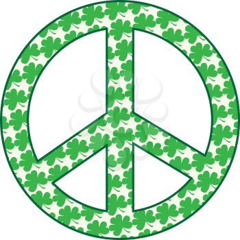Royalty Free Clipart Image of a Peace Symbol With Green Shamrocks