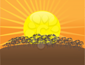 Royalty Free Clipart Image of a Setting Sun