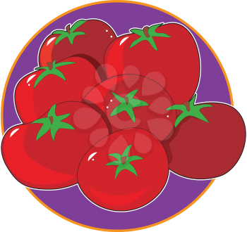 Royalty Free Clipart Image of Tomatoes on a Purple Plate