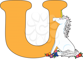 Royalty Free Clipart Image of a Unicorn With a U