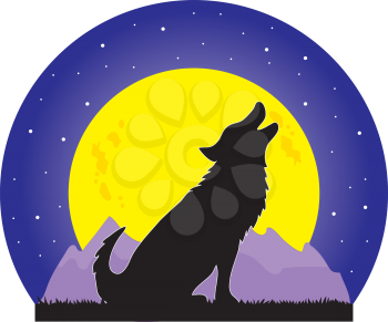 Royalty Free Clipart Image of a Wolf Howling