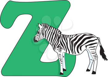 Royalty Free Clipart Image of a Zebra With a Z