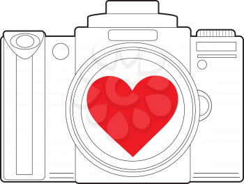 Royalty Free Clipart Image of a Heart on the Front of a Camera