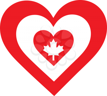 Royalty Free Clipart Image of a Heart Around a Heart With a Maple Leaf
