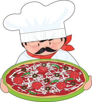 Royalty Free Clipart Image of a Pizza Chef