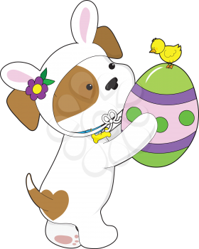 Royalty Free Clipart Image of a Puppy With an Easter Egg