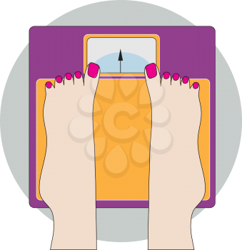 Royalty Free Clipart Image of a Woman's Feet on Bathroom Scales