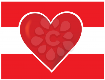 Royalty Free Clipart Image of a Heart Inside a Heart Symbolizing a Love of Austria