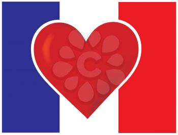 Royalty Free Clipart Image of a Heart on a French Flag