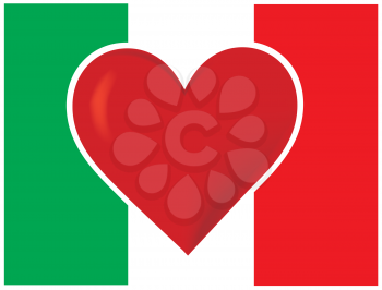 Royalty Free Clipart Image of a Heart on an Italian Flag