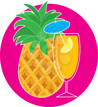 Royalty Free Clipart Image of a Pineapple and Drink